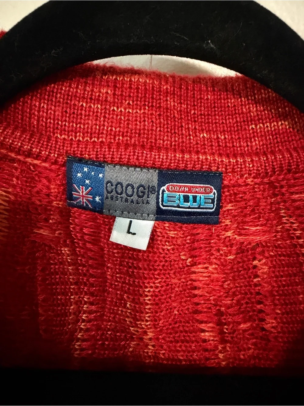 90s VTG Coogi Australia 3D Knit Polo Sweater “Red Alert” Monochromatic sz Large